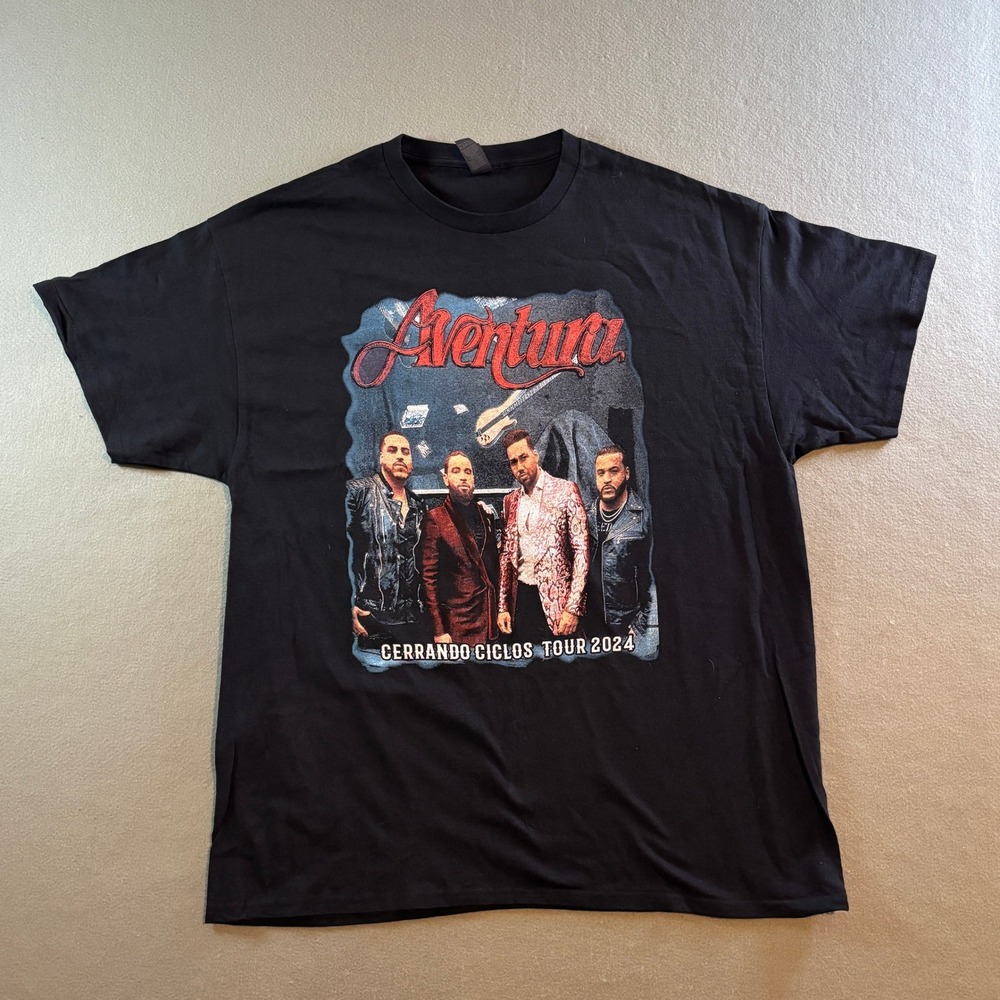 Aventura Cerrando Ciclos Tour 2024 Mens XL Black Graphic T-Shirt Bachata NWOT